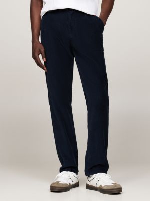 pantaloni chino ryan in velluto a coste tinti in capo blue da uomini tommy jeans