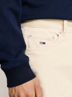 pantalon skateur en velours côtelé beige pour hommes tommy jeans