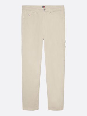 pantaloni carpenter stile skater in velluto a coste beige da uomini tommy jeans