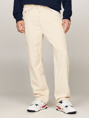 pantaloni carpenter stile skater in velluto a coste beige da uomini tommy jeans