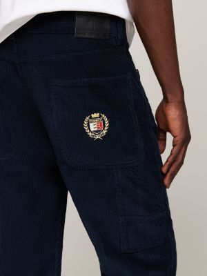 black corduroy carpenter pocket skater trousers for men tommy jeans