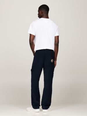 black corduroy carpenter pocket skater trousers for men tommy jeans