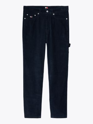 pantaloni carpenter stile skater in velluto a coste nero da uomini tommy jeans