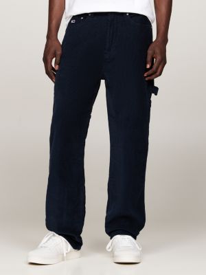 black corduroy carpenter pocket skater trousers for men tommy jeans