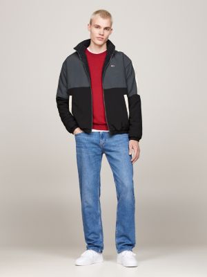 giacca reversibile in sherpa con cappuccio ripiegabile grigio da uomini tommy jeans