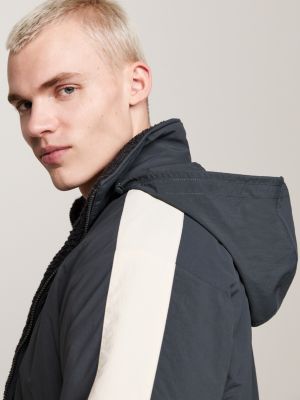 veste en polaire réversible à capuche compressible gris pour hommes tommy jeans