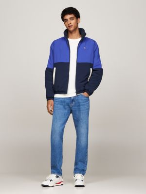 blau wendejacke aus teddy-fleece mit verstaubarer kapuze für herren - tommy jeans