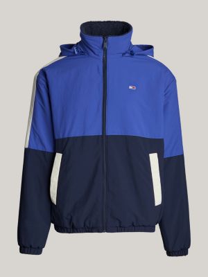 blau wendejacke aus teddy-fleece mit verstaubarer kapuze für herren - tommy jeans