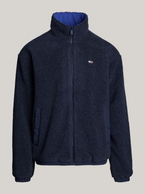 veste en polaire réversible à capuche compressible bleu pour hommes tommy jeans