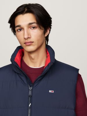 doudoune sans manches en duvet à capuche bleu pour hommes tommy jeans