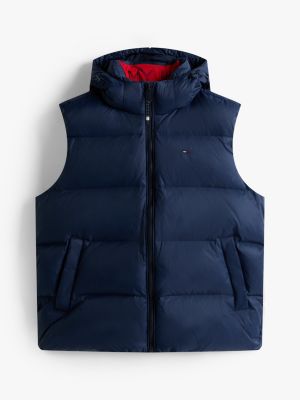 blau relaxed fit daunenweste mit kapuze für herren - tommy jeans