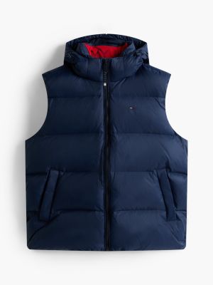 blau relaxed fit daunenweste mit kapuze für herren - tommy jeans