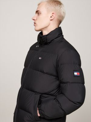 schwarz daunen-puffer-jacke mit kapuze für herren - tommy jeans