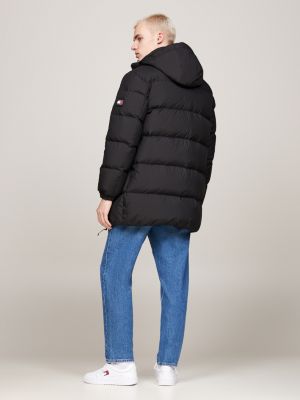 schwarz daunen-puffer-jacke mit kapuze für herren - tommy jeans