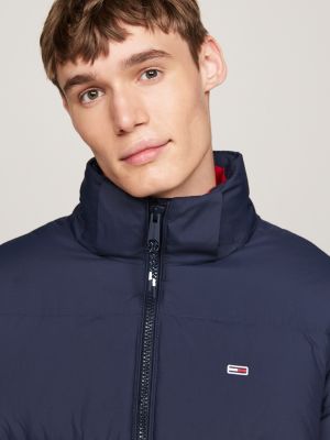 blue down hooded casual puffer jacket for men tommy jeans