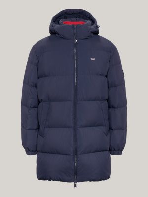 blue down hooded casual puffer jacket for men tommy jeans