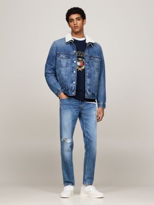 blue ryan sherpa 3-in-1 denim trucker jacket for men tommy jeans