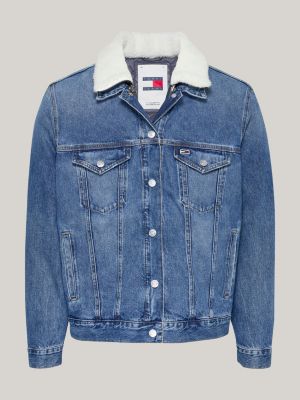 blue ryan sherpa 3-in-1 denim trucker jacket for men tommy jeans