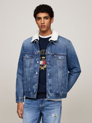 blue ryan 3-in-1 truckerjacke aus denim mit sherpa für herren - tommy jeans