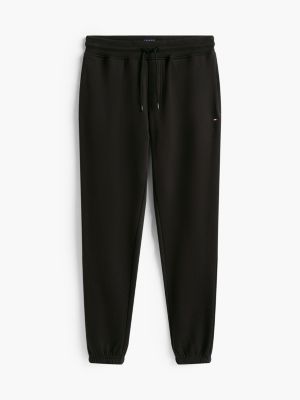black tommy flag slim fleece drawstring joggers for men tommy jeans