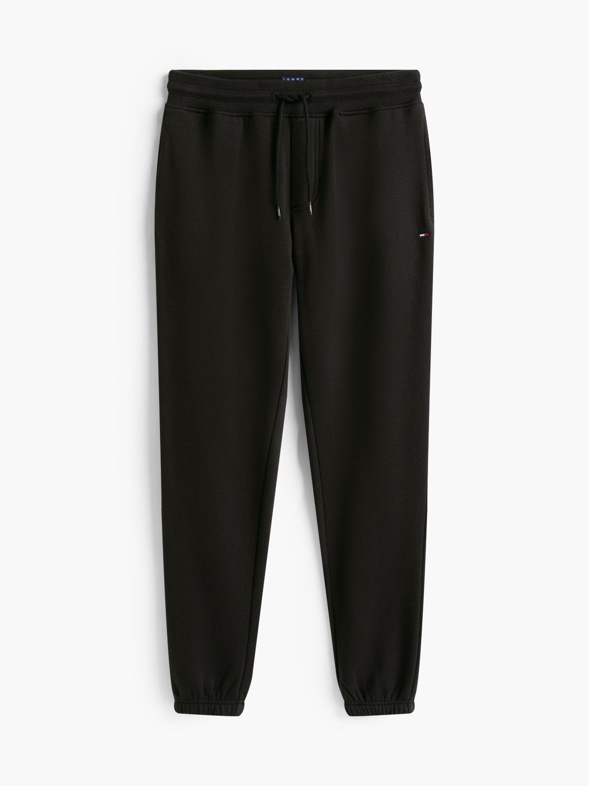 Tommy Flag Slim Fleece Drawstring Joggers — Black