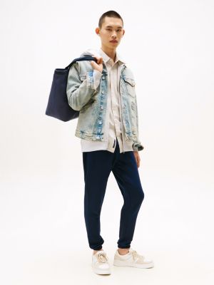 blue cuffed slim joggers for men tommy jeans
