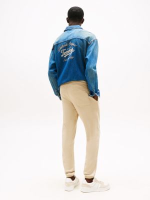 blue cuffed slim joggers for men tommy jeans
