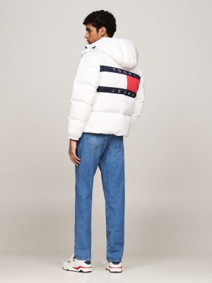 white flag badge alaska puffer jacket for men tommy jeans