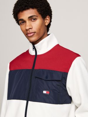 sweat décontracté colour-block en molleton gris pour hommes tommy jeans