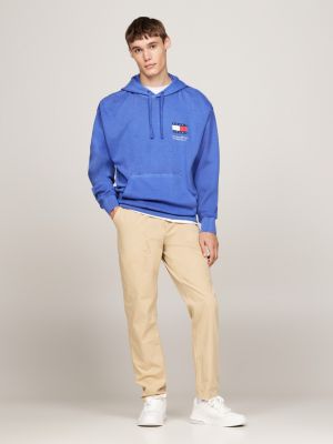 sudadera con capucha y estampado gráfico azul de hombres tommy jeans