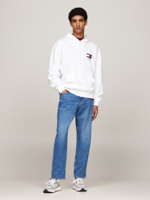sudadera con capucha y estampado gráfico blanco de hombres tommy jeans