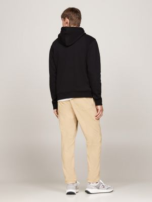 zwart hoodie met goudkleurig signature-logo voor heren - tommy jeans