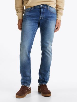 jeans scanton slim fit sbiaditi blu da uomini tommy jeans