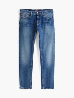 blau scanton slim jeans mit fade-effekt für herren - tommy jeans