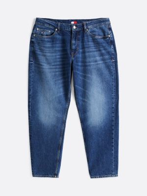 blauw tapered relaxed jeans met fading voor heren - tommy jeans