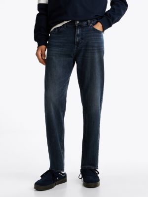 jean décontracté isaac à jambe fuselée bleu pour hommes tommy jeans