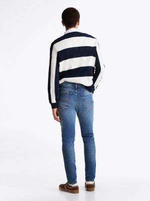 jeans simon skinny fit sbiaditi blu da uomini tommy jeans