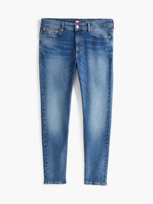 jeans simon skinny fit sbiaditi blu da uomini tommy jeans