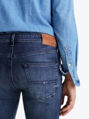 blau scanton slim jeans mit fade-effekt für herren - tommy jeans