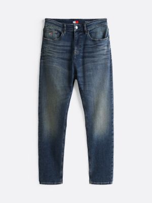 blau austin slim tapered jeans mit whisker-effekt für herren - tommy jeans