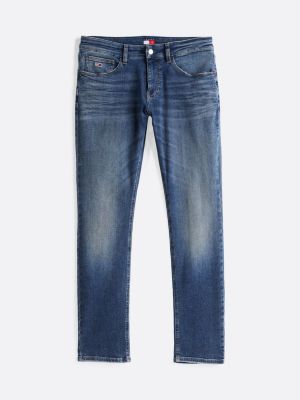 blau scanton slim jeans mit whisker-effekt für herren - tommy jeans