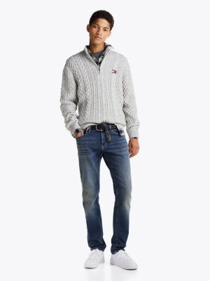 blau scanton slim jeans mit whisker-effekt für herren - tommy jeans