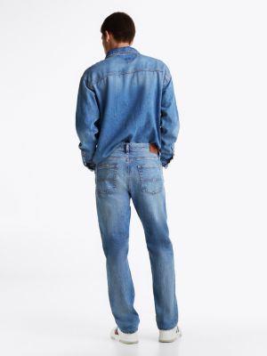 blue ryan distressed slim straight jeans for men tommy jeans