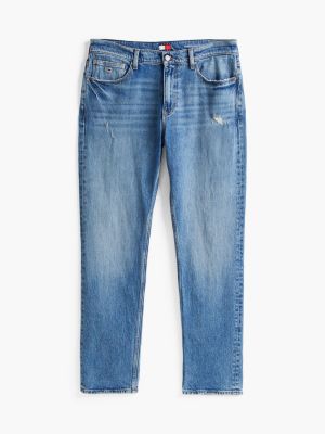 blau ryan slim straight jeans mit used look für herren - tommy jeans