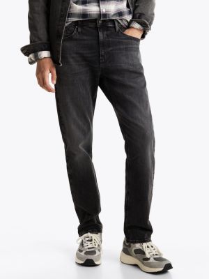 schwarz ryan slim straight jeans mit fade-effekt für herren - tommy jeans