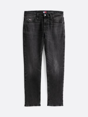 schwarz ryan slim straight jeans mit fade-effekt für herren - tommy jeans