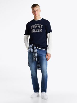 blue ryan slim straight jeans voor heren - tommy jeans