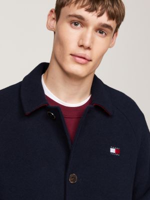 manteau long avec laine bleu pour hommes tommy jeans