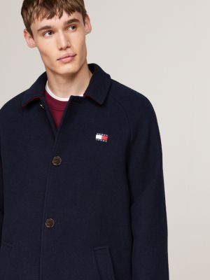 manteau long avec laine bleu pour hommes tommy jeans