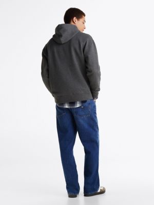 grey tommy flag badge mélange relaxed hoody for men tommy jeans